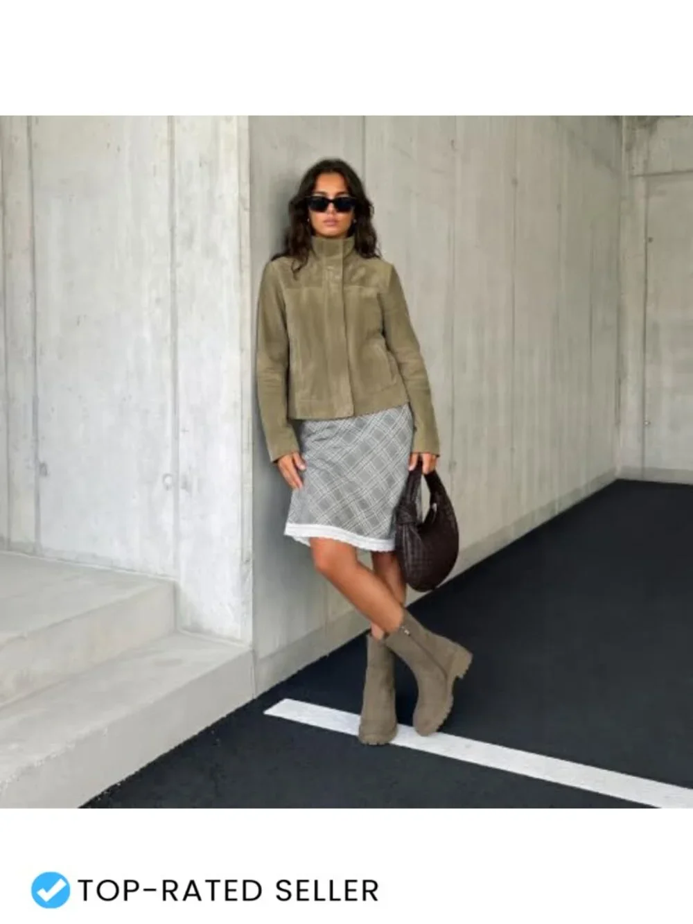 Faux Suede Chunky Heel Ankle Boots Women Round Toe Lug Sole Zip Block